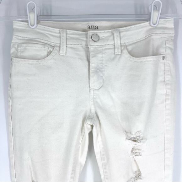 a.n.a Distressed White Skinny Ankle Jeans Size 2 - Picture 2 of 9